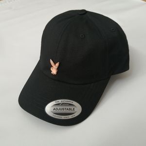 Customized Playboy Rose Gold Pin Black Dad Hat